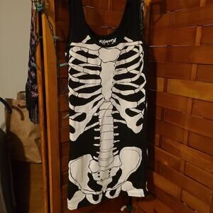 Mighty Fine All Over Skeleton Print Tank Dress